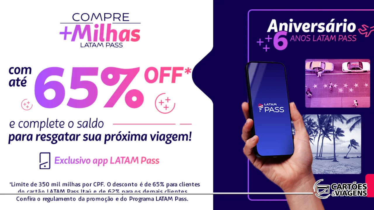 Compra de Pontos LATAM com Bônus: até 65% de Desconto no Aniversário LATAM Pass