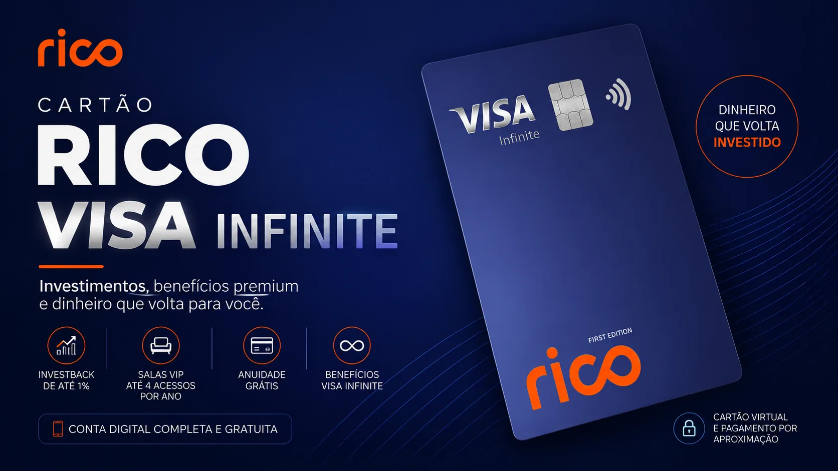 Cartão Rico Visa Infinite: vale a pena? Veja benefícios, investback, salas VIP e como pedir o seu