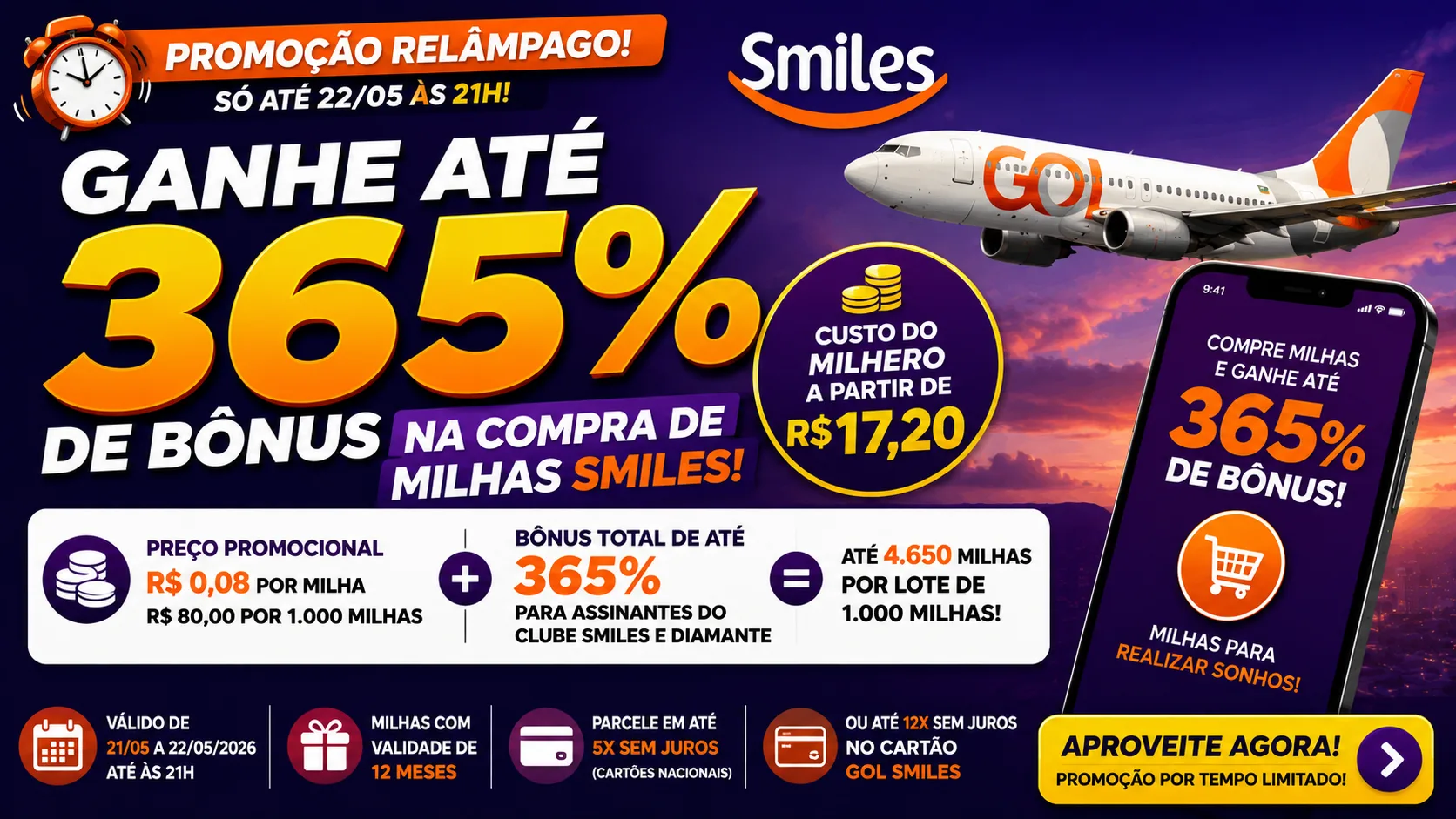 Ganhe 365% de bônus na compra de milhas Smiles: veja se a promoção vale a pena