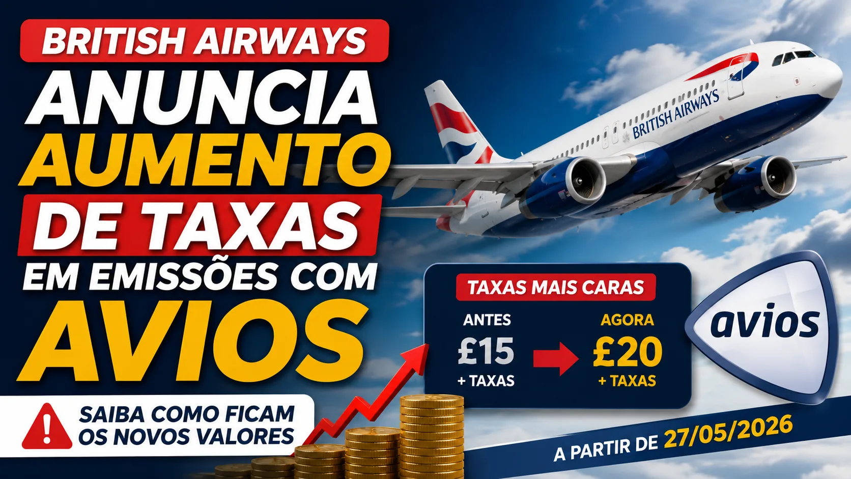 Taxas Avios British Airways: companhia anuncia aumento nas emissões com milhas