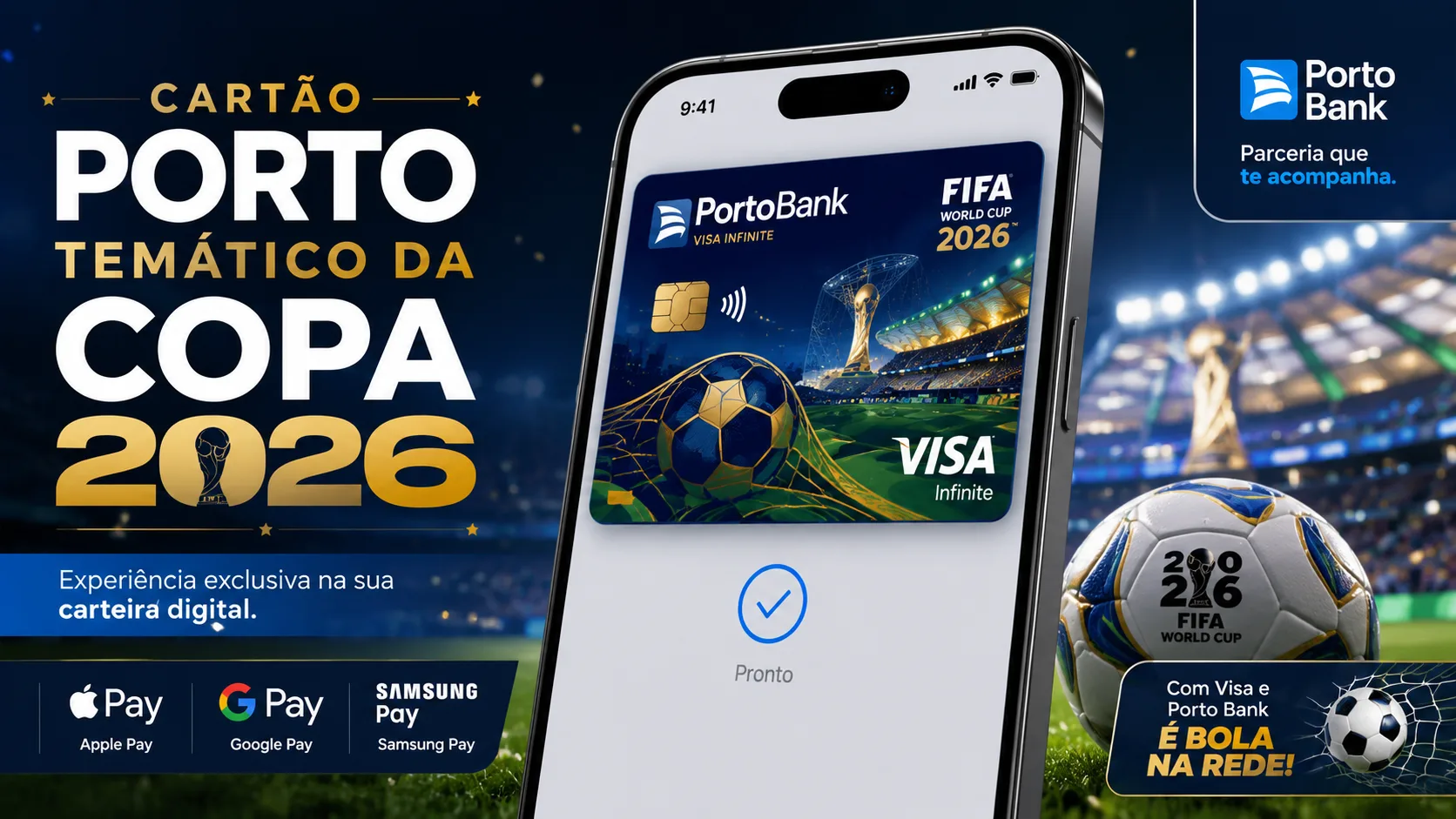 Cartão Porto Temático da Copa 2026: Porto Bank Lança Visual Exclusivo para Carteiras Digitais