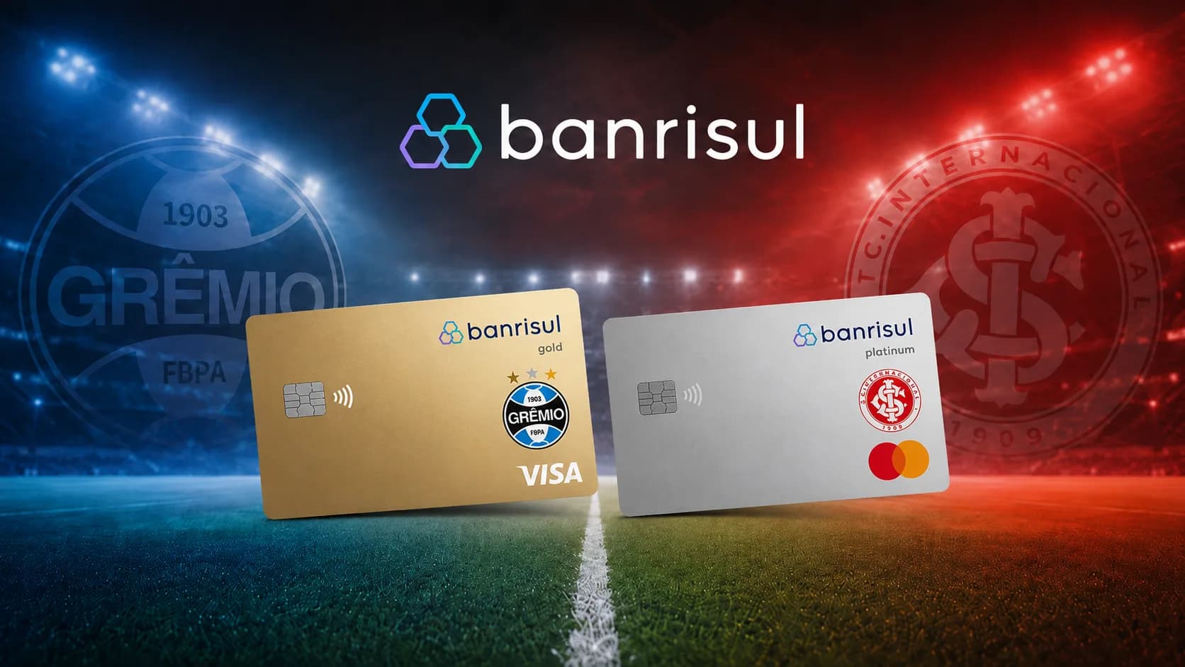 NOVIDADE! Cartões Banrisul personalizados com Grêmio ou Internacional não têm custo adicional