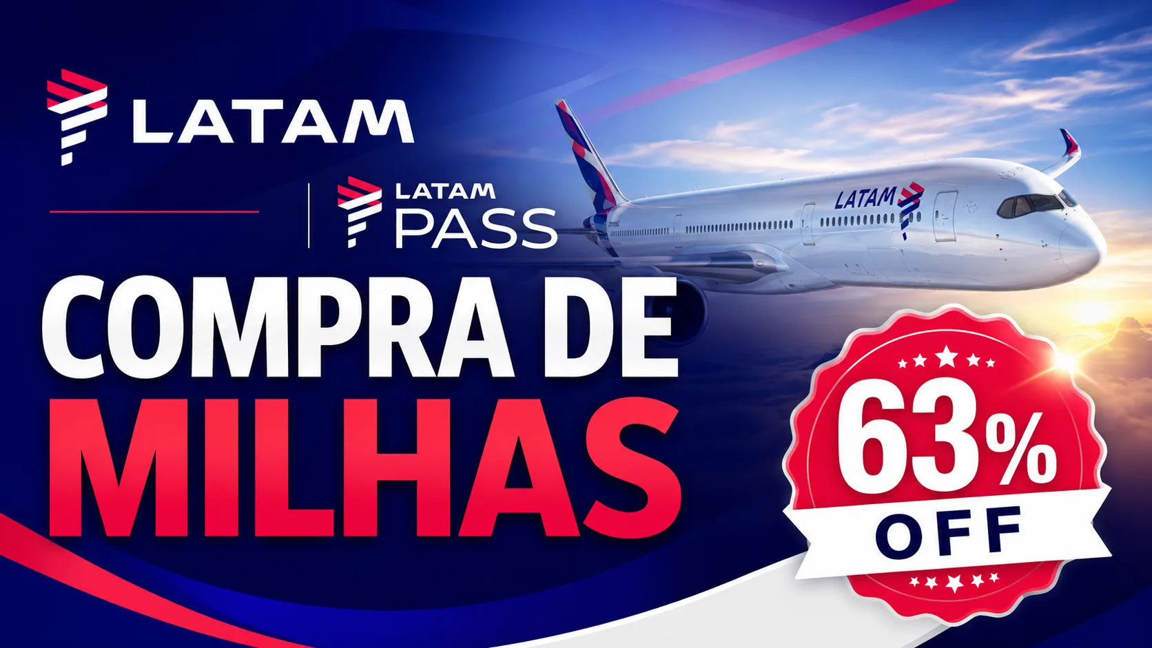 LATAM Pass 63% OFF: compra de milhas tem desconto especial