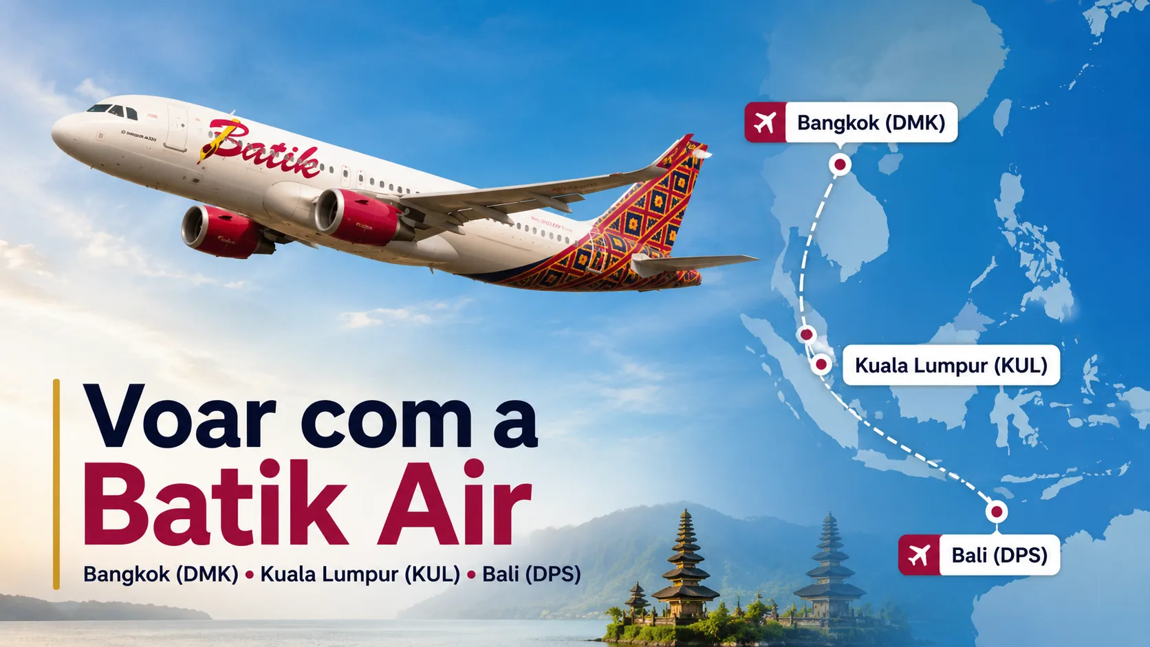 Voar com a Batik Air: nossa experiência de Bangkok para Bali com conexão em Kuala Lumpur