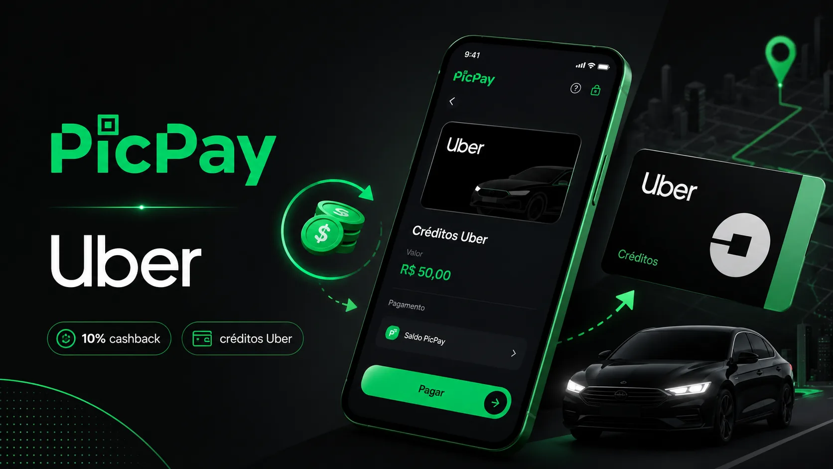 Créditos Uber com cashback: PicPay oferece 10% de volta