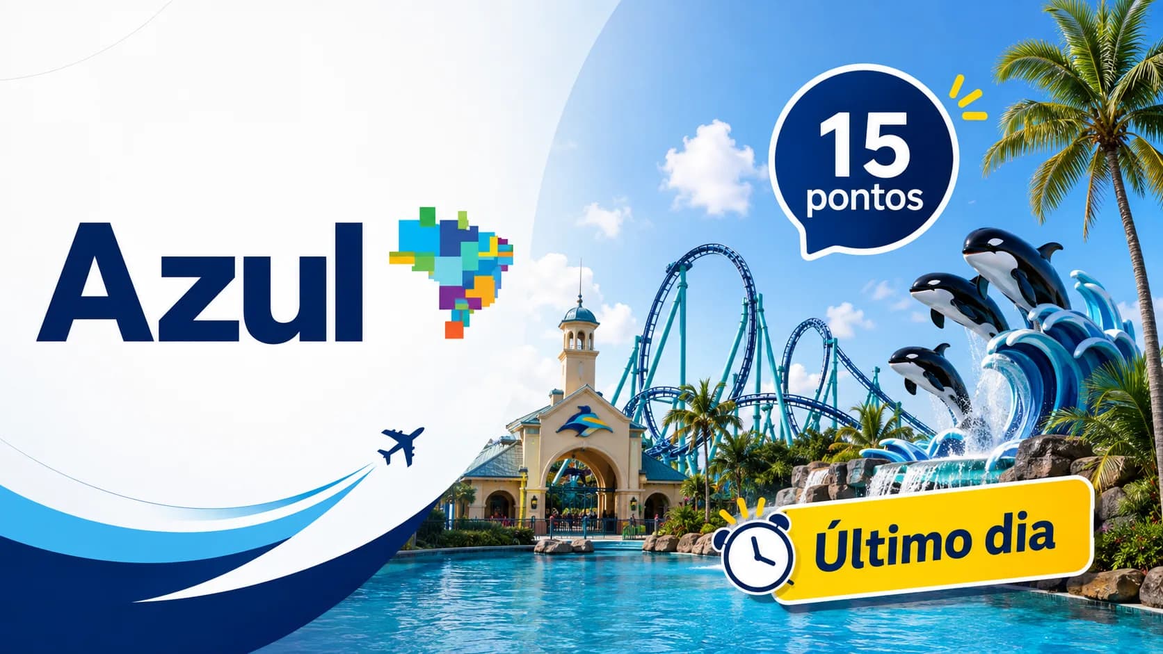 Azul Viagens 15 pontos: acumule em ingressos de parques de Orlando