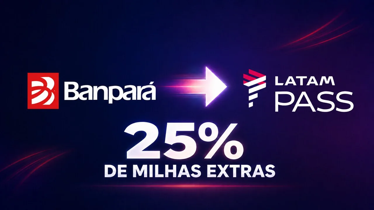 LATAM Pass e Banpará 25% de bônus: transfira pontos e ganhe milhas extras