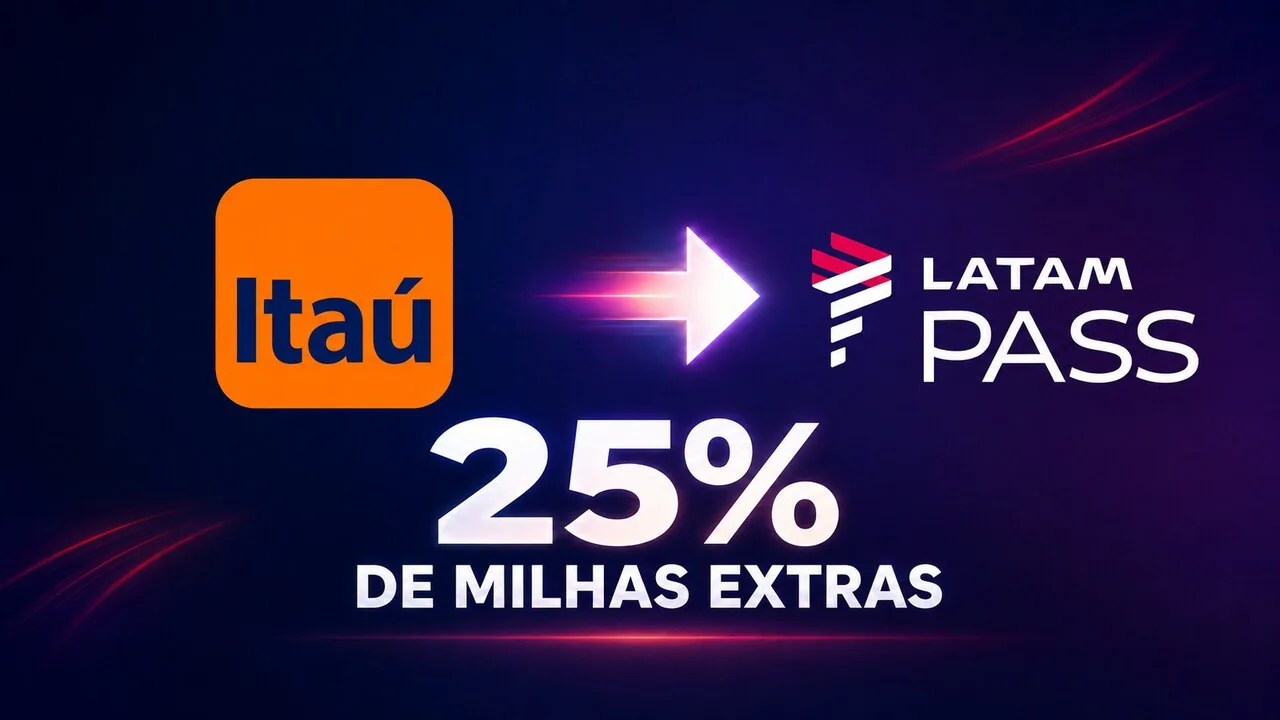 LATAM Pass e Itaú 25% de bônus: transfira pontos e ganhe milhas extras