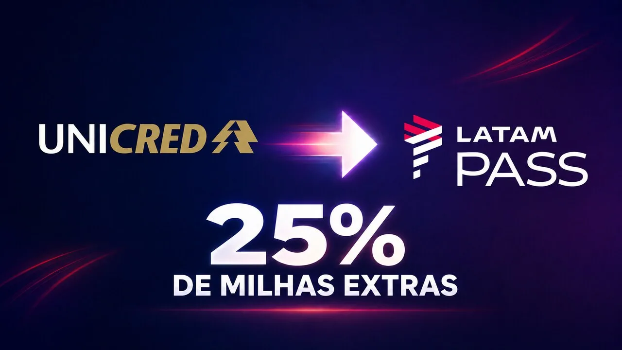 LATAM Pass e Unicred 25% de bônus: transfira pontos e ganhe milhas extras