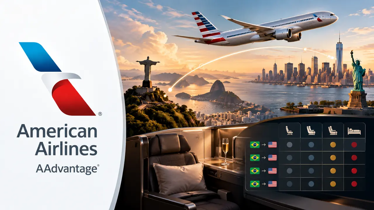 Tabela AAdvantage para o Brasil: regiões, cabines e resgates sem confusão