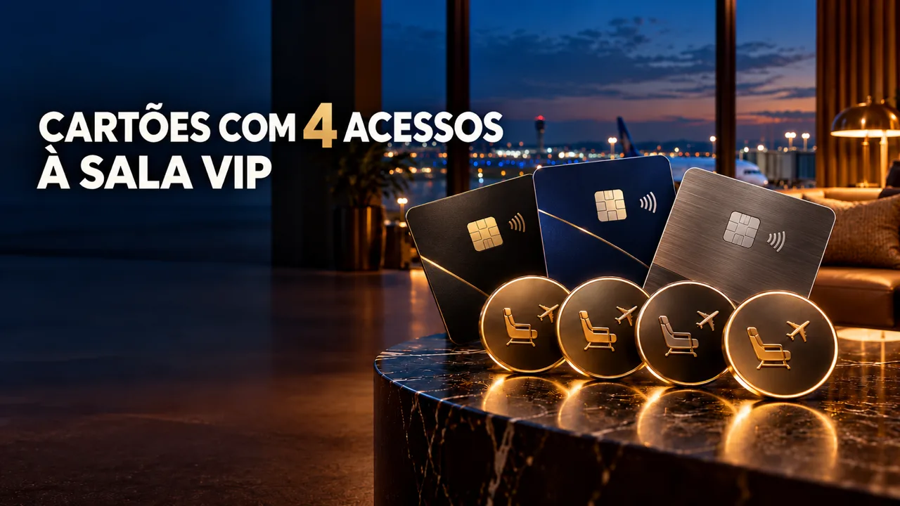 Cartões com 4 acessos a salas VIP: lista completa e regras