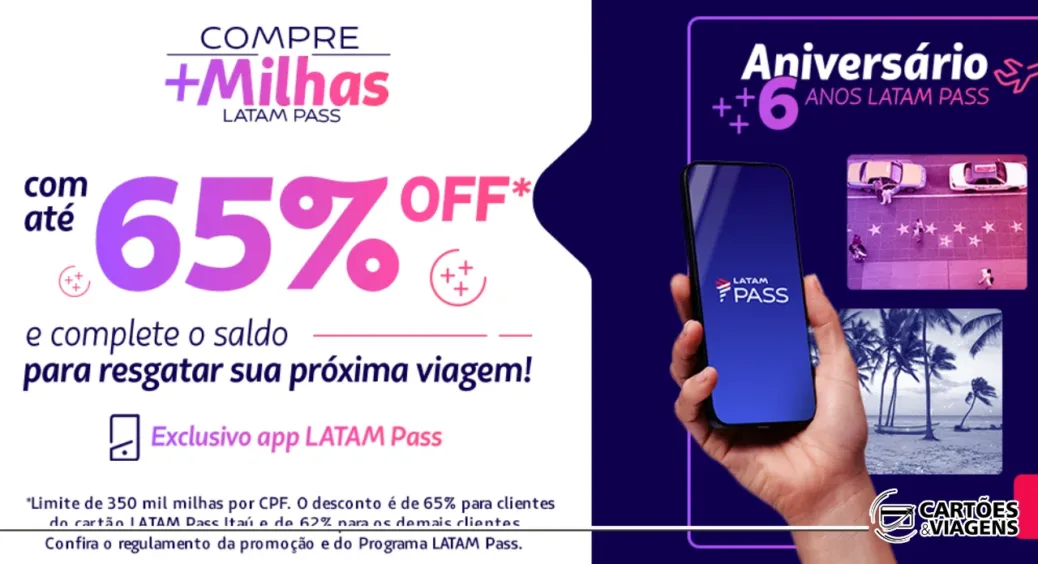 Compra de Pontos LATAM com Bônus: até 65% de Desconto no Aniversário LATAM Pass