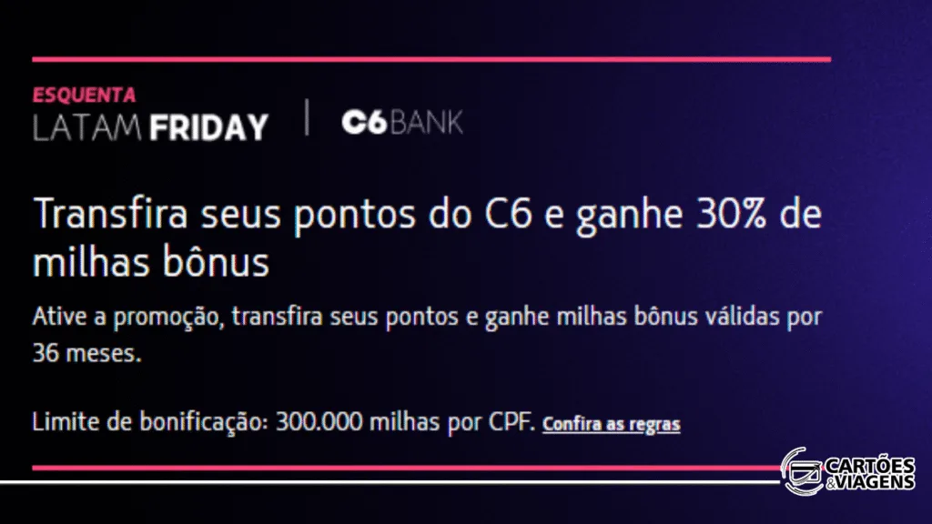 LATAM e C6 com bônus