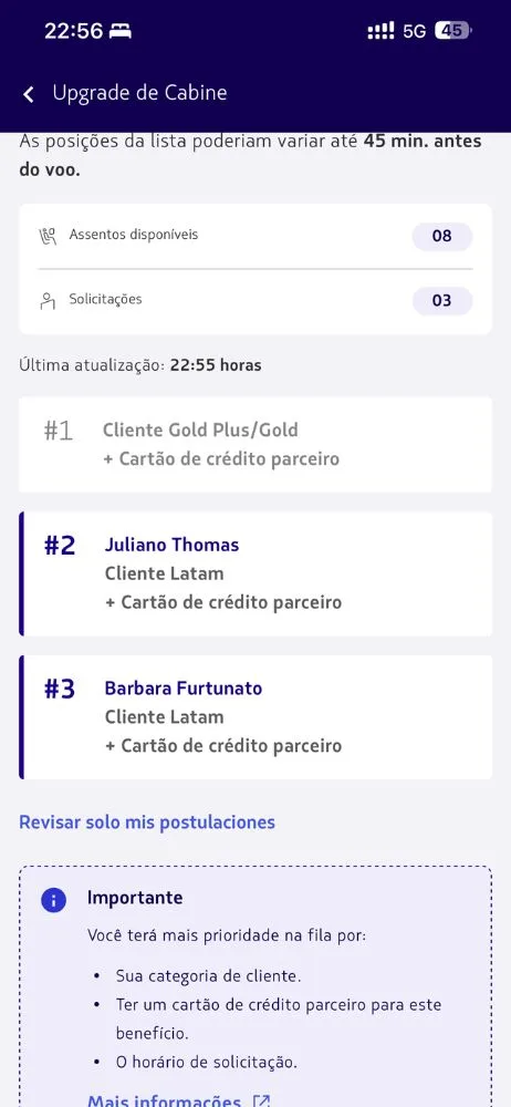 UPGRADE de cabine LATAM pelo celular (4)