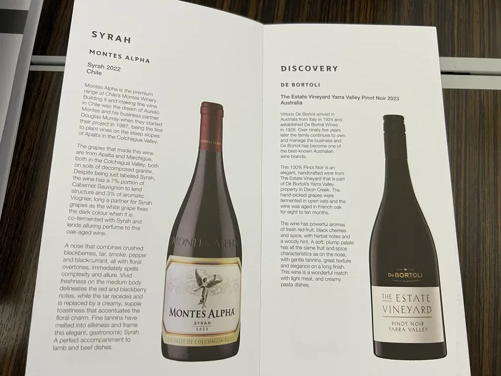 Voando de Executiva Qatar carta de vinho 3 e1763483621237