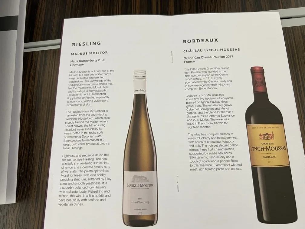 Voando de Executiva Qatar carta de vinho e1763483641337